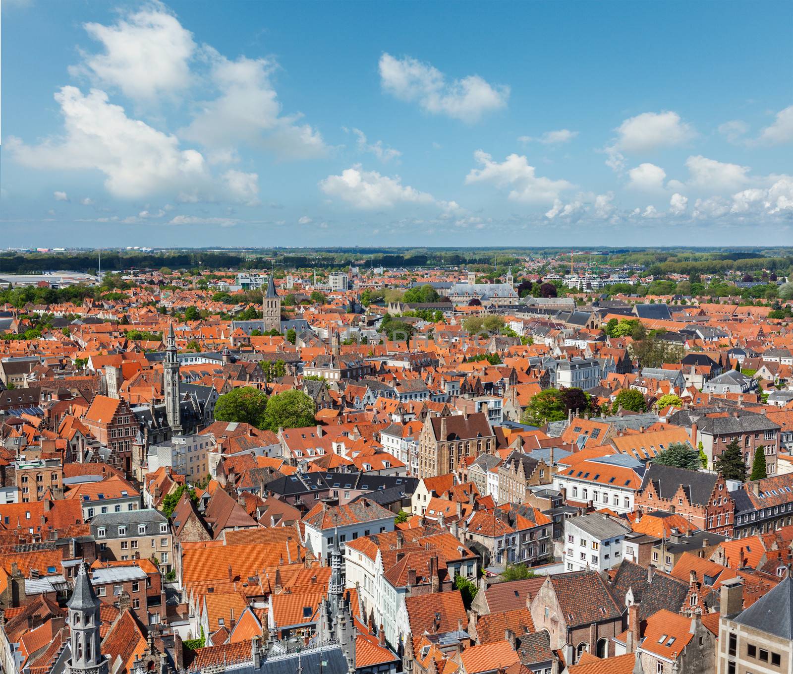 Aerial view of Bruges (Brugge) from Belfry, Belgium