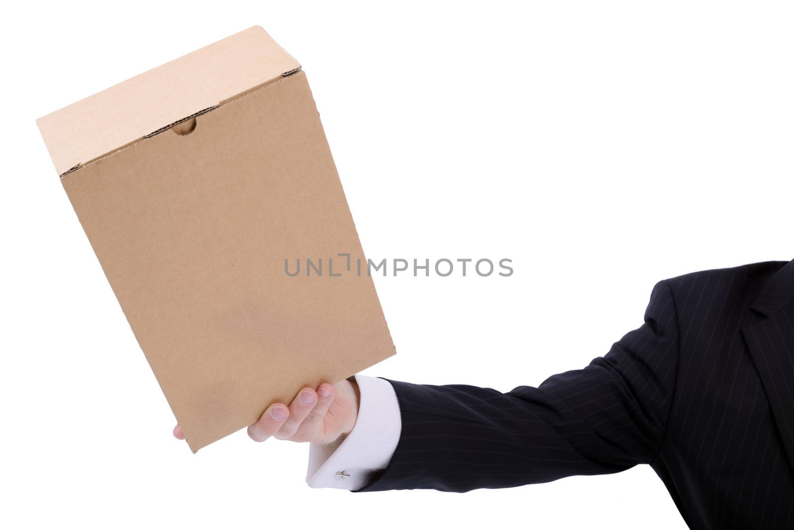 delivering a package isolated on white background