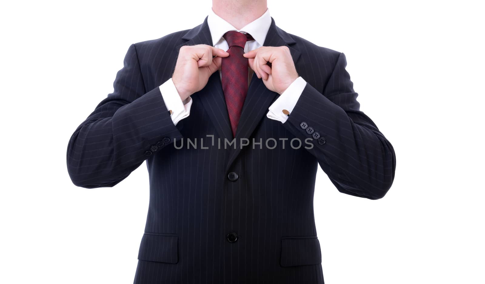 Businessman getting ready to do business isolated on white background
