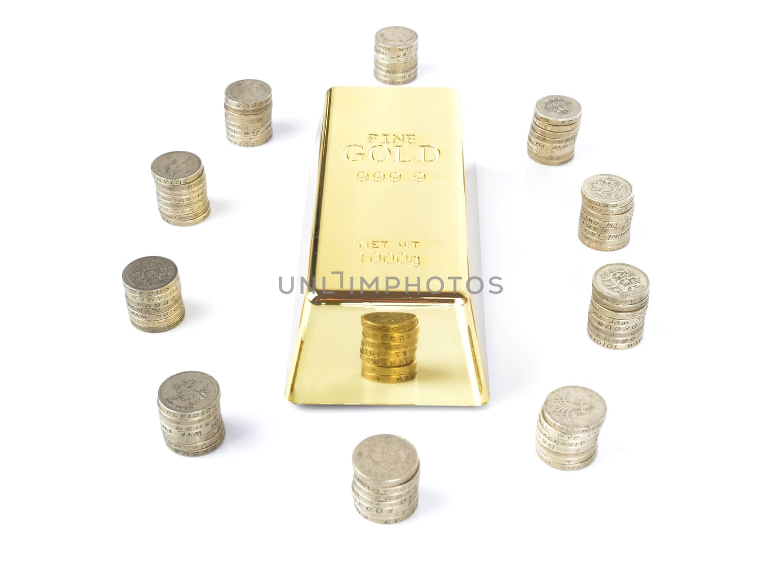 gold bar with coins by hyrons