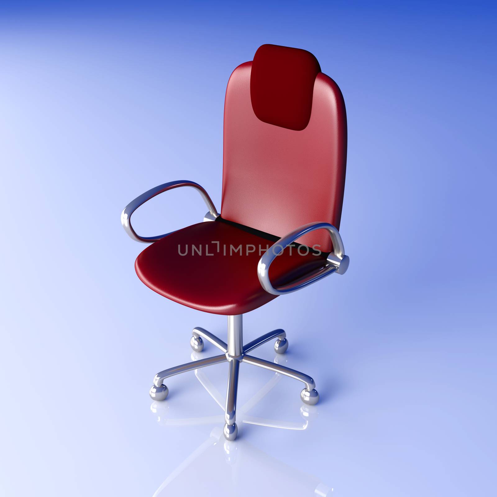 3D rendered office chair. Unbalanced lightning setup.