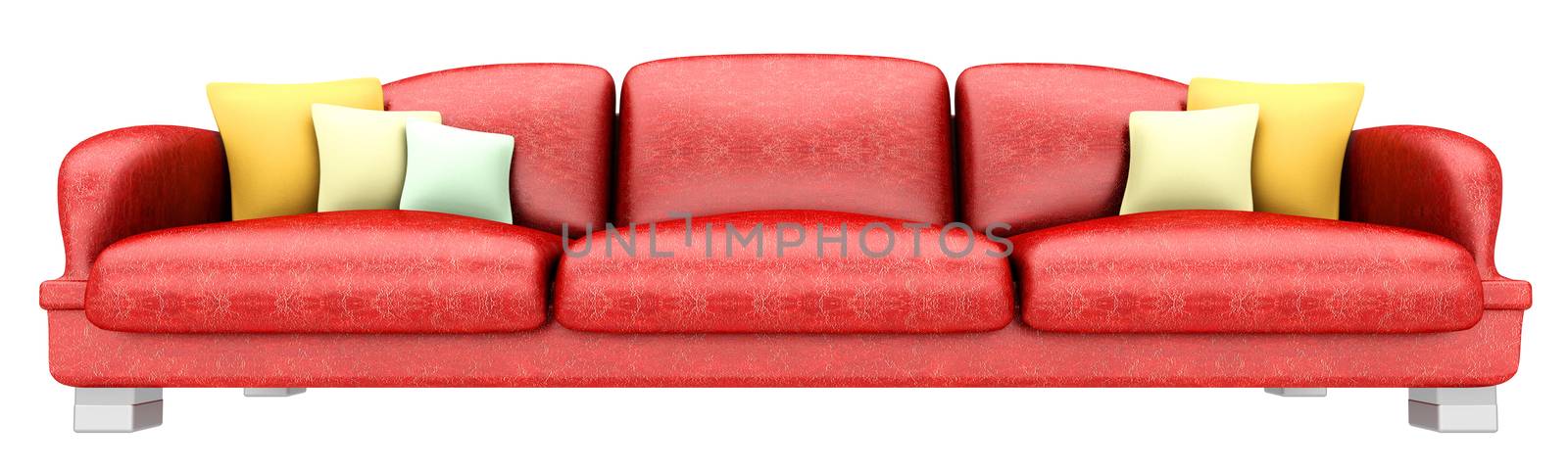 A Sofa with a Table. 3D rendered Illustration. Isolated on white.