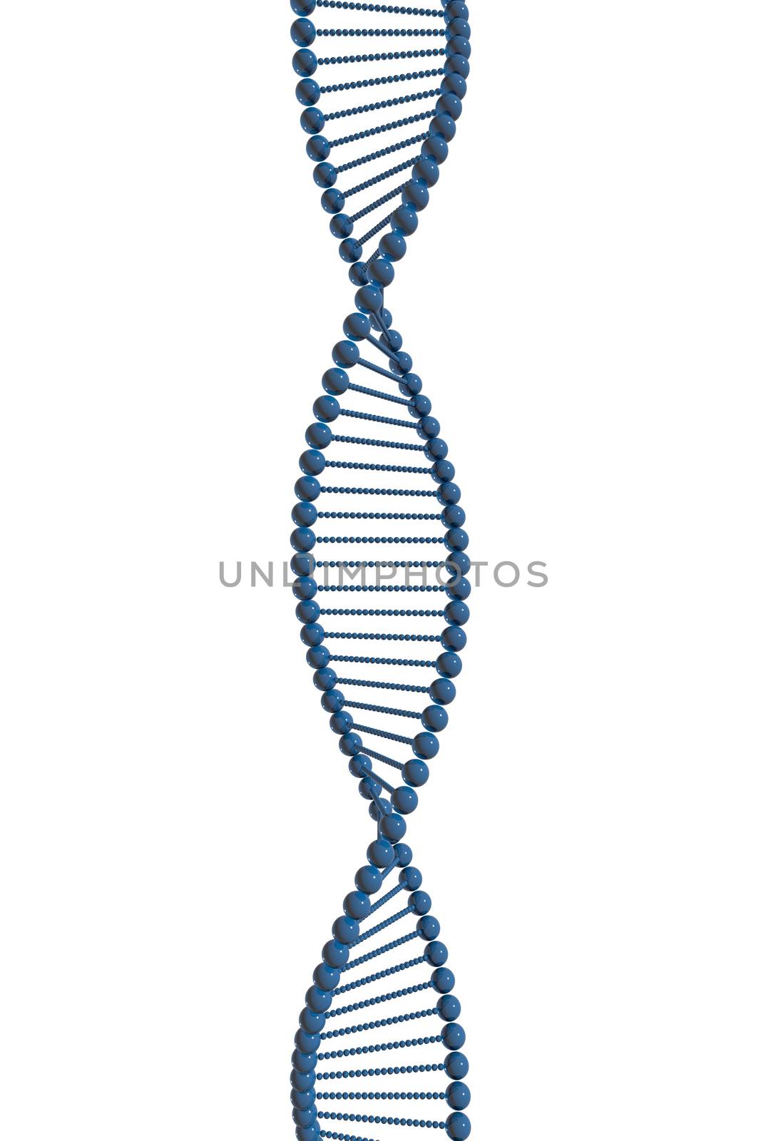 Isolated DNA strand on white background concept of science research