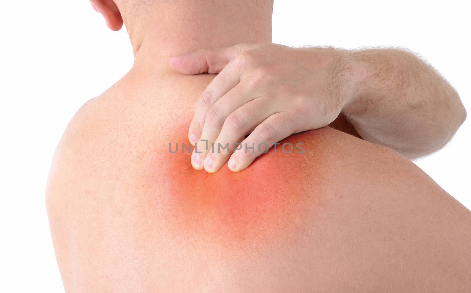 pain in neck and back isolated on a white background