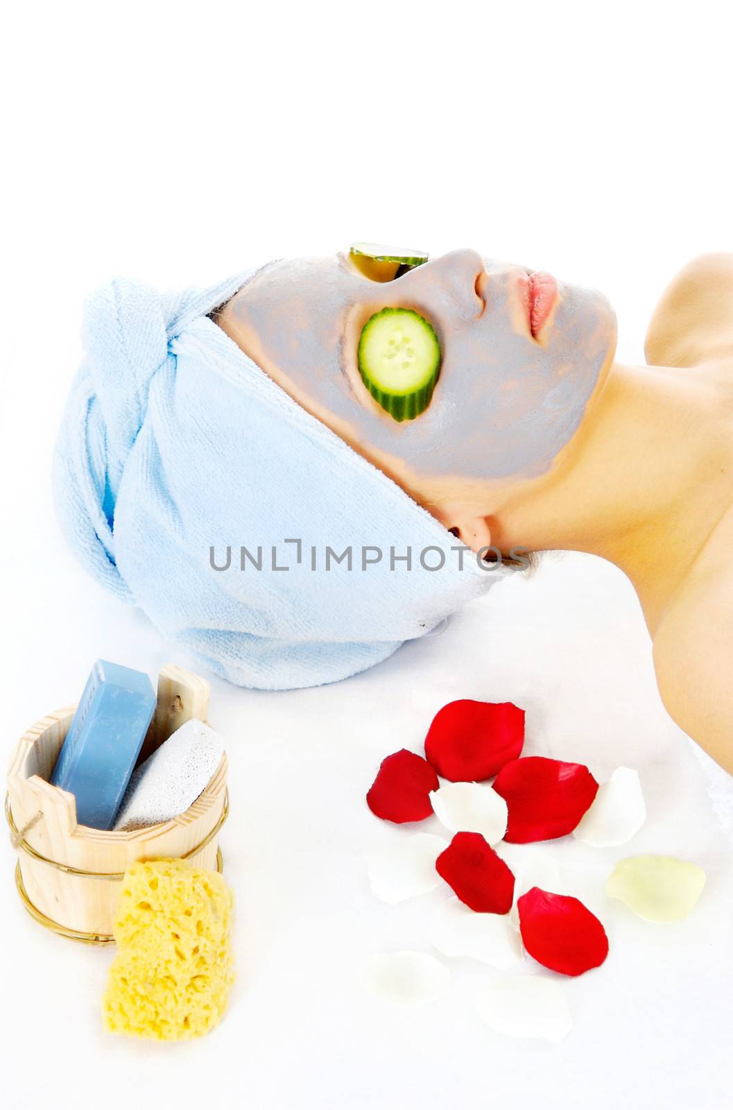 Woman on cosmetic treatmant with mask by imarin