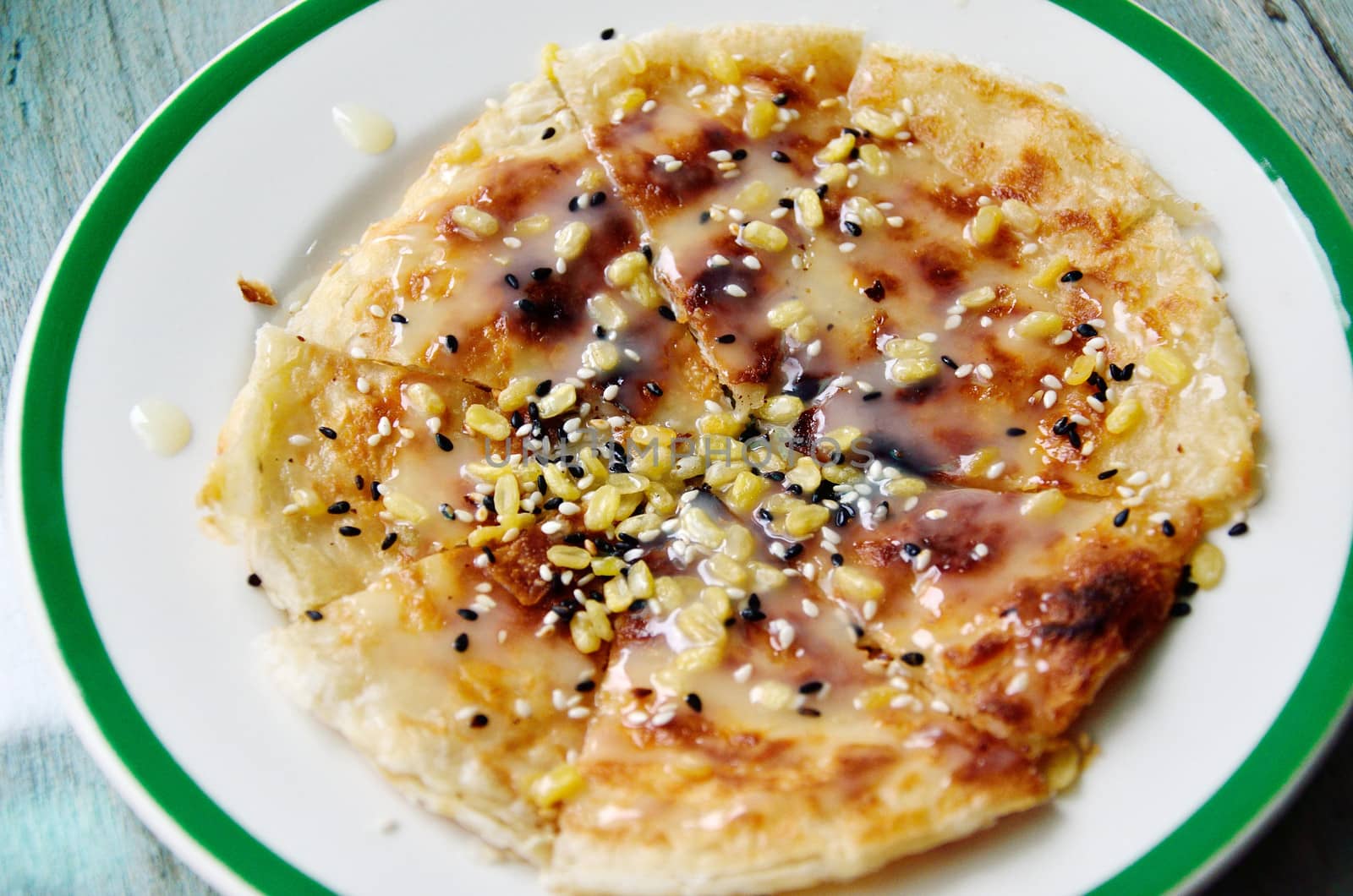 Southern flat bread with sweetened condensed milk and seasame 