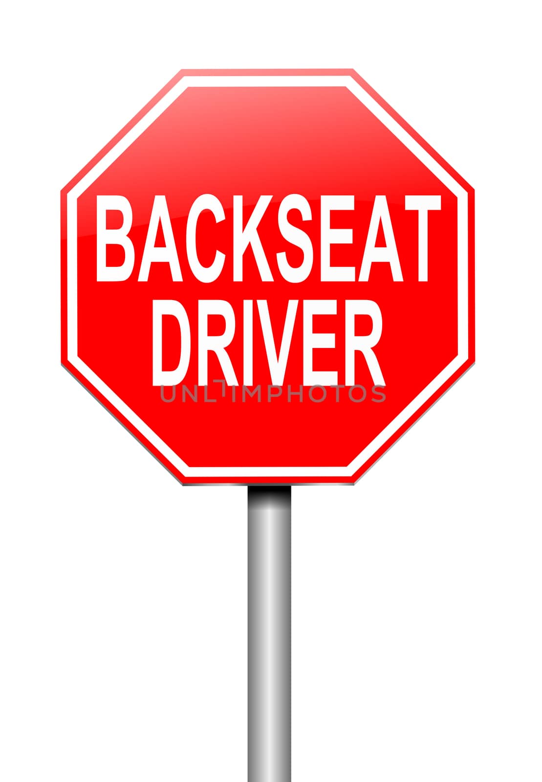 Illustration depicting a sign with a backseat driver concept.