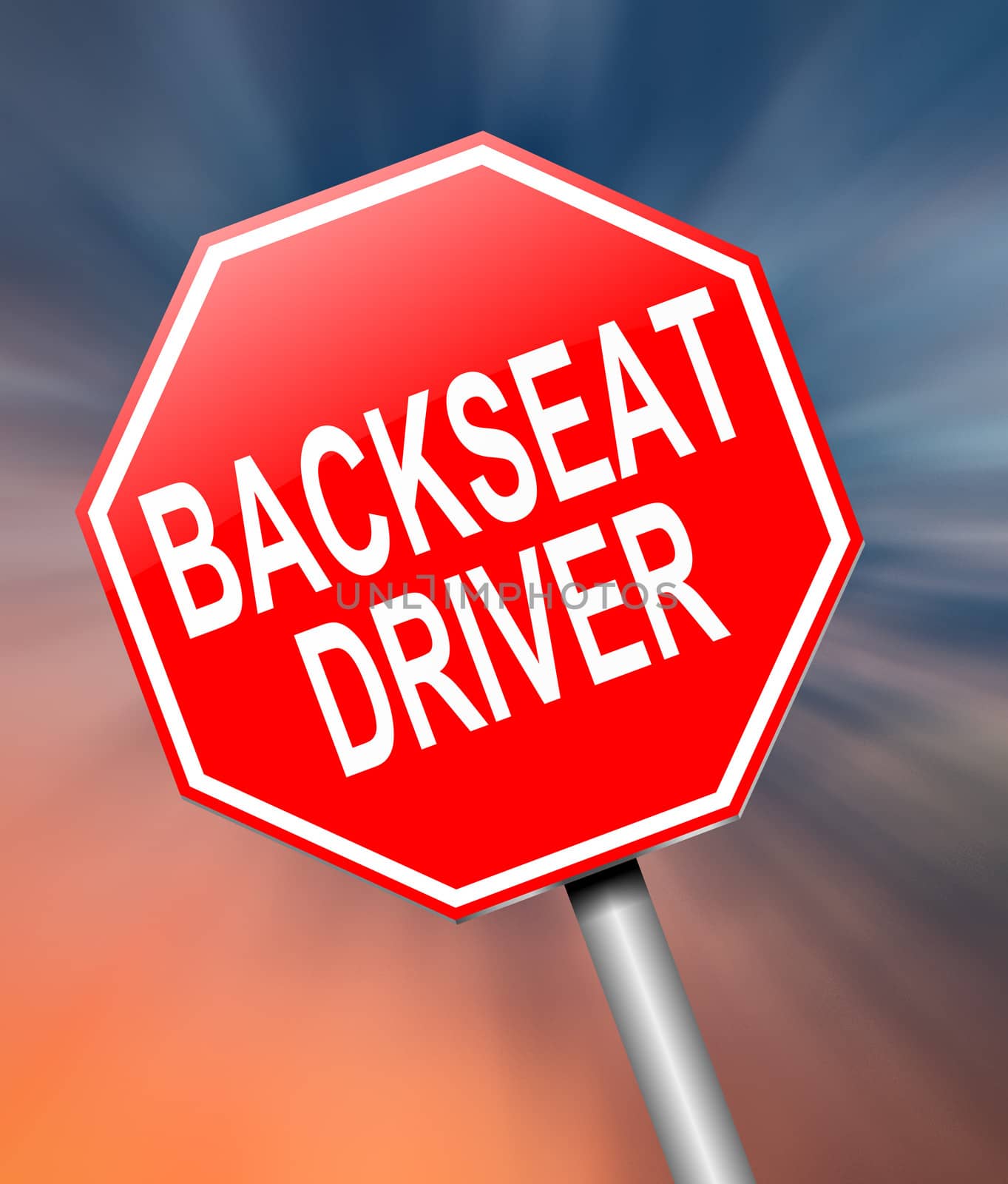 Illustration depicting a sign with a backseat driver concept.