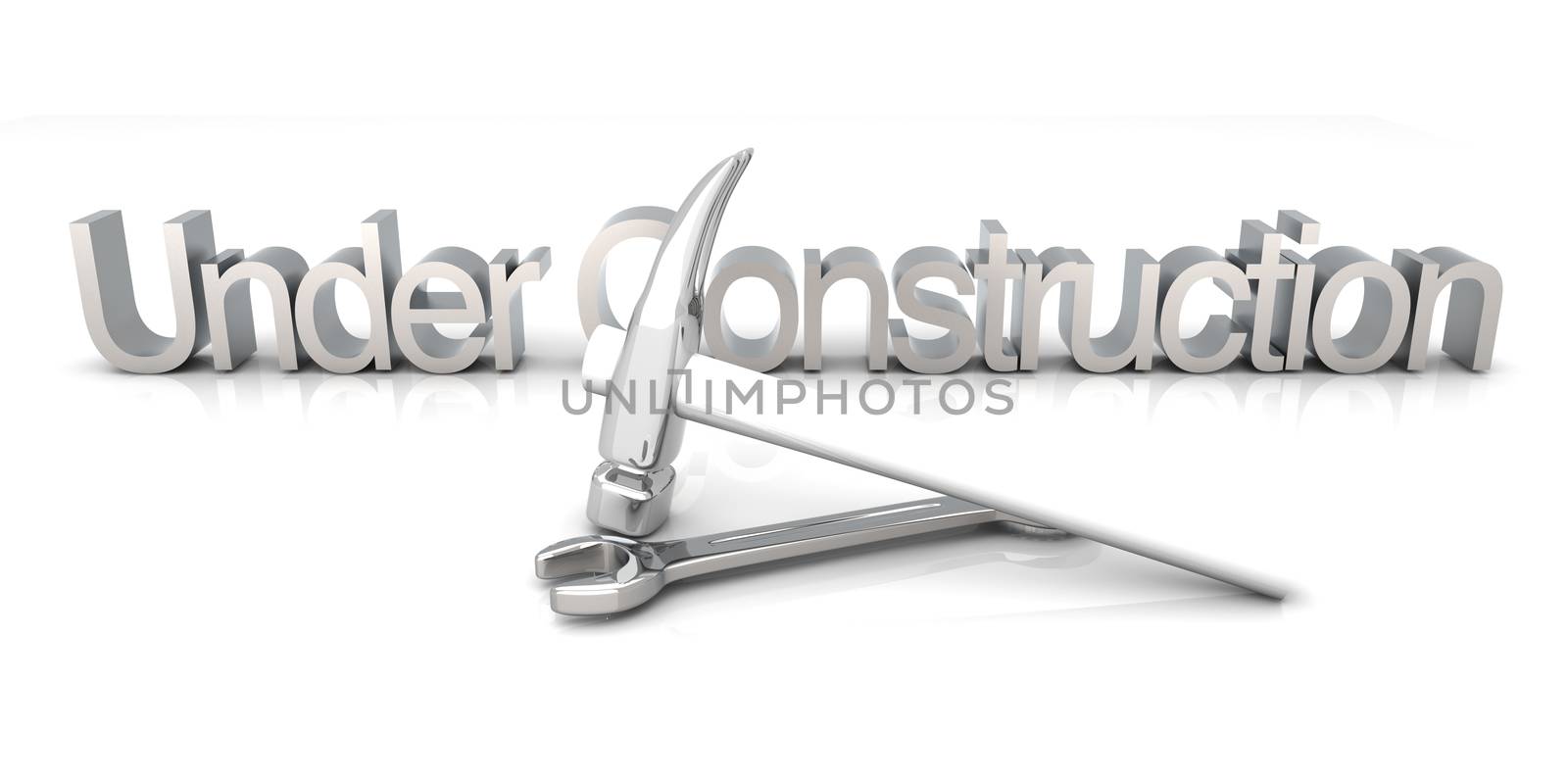 3D Illustration. Website is under construction. Isolated on white.