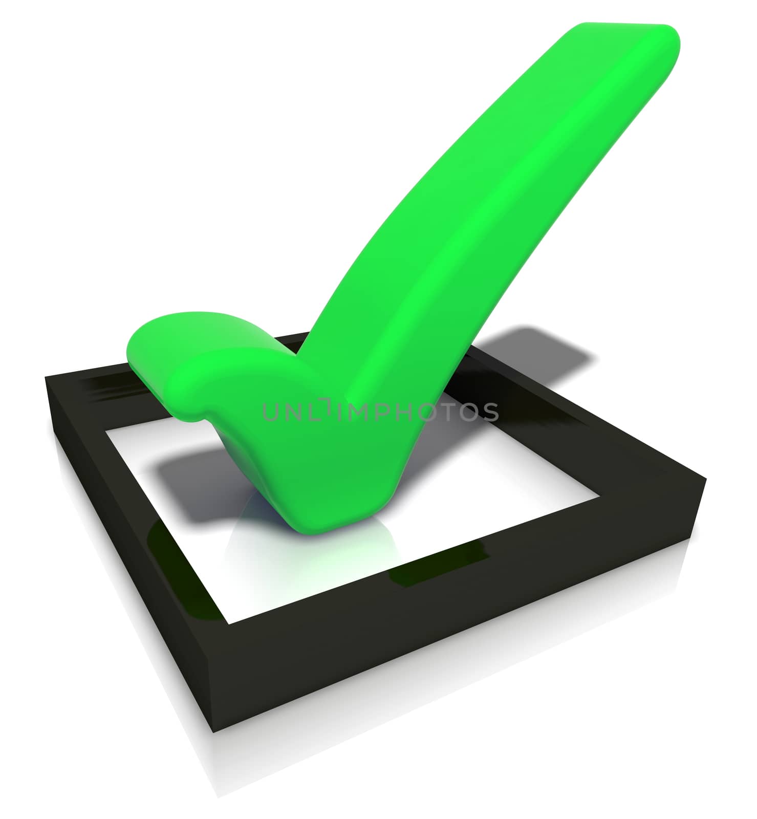green check in a voteing box isolated on a white background