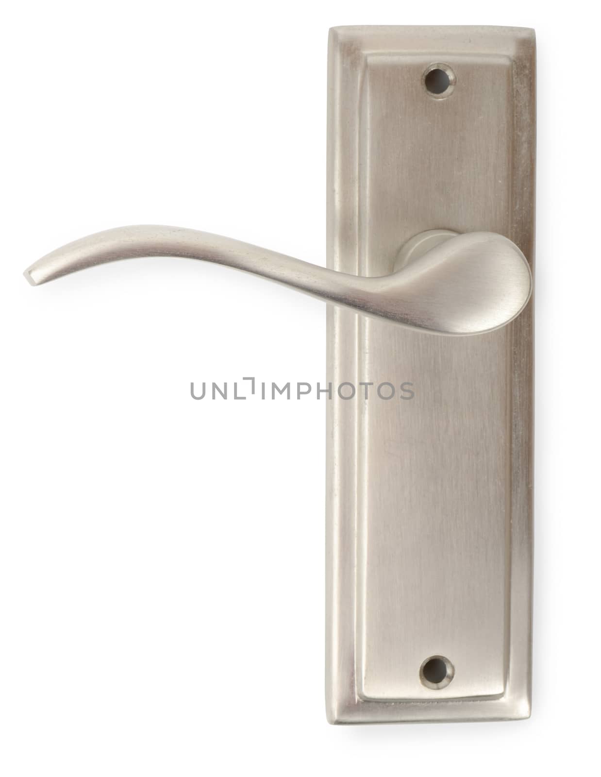 a steel door handle isolated on a white background