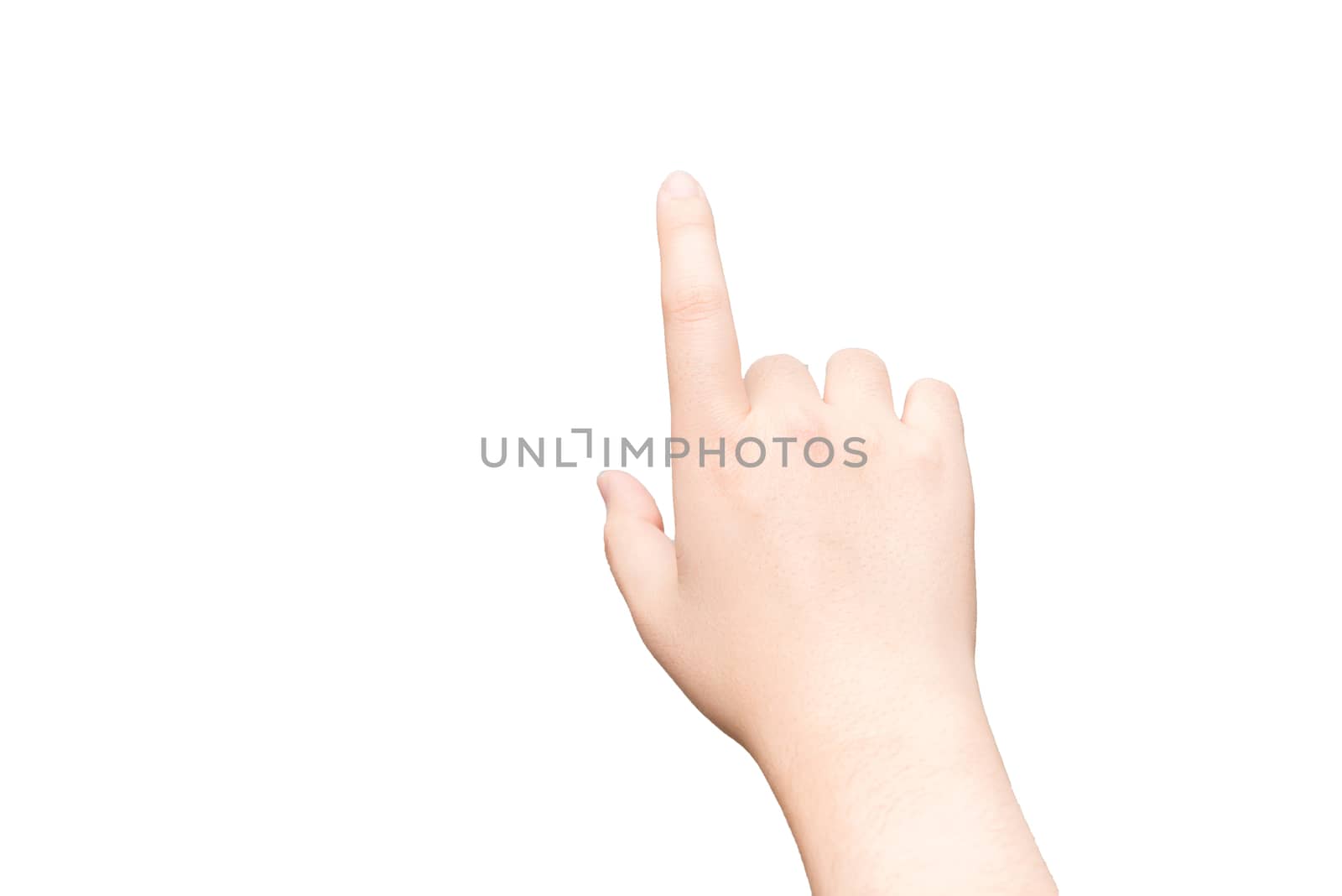 Hand with one finger pointing by IVYPHOTOS