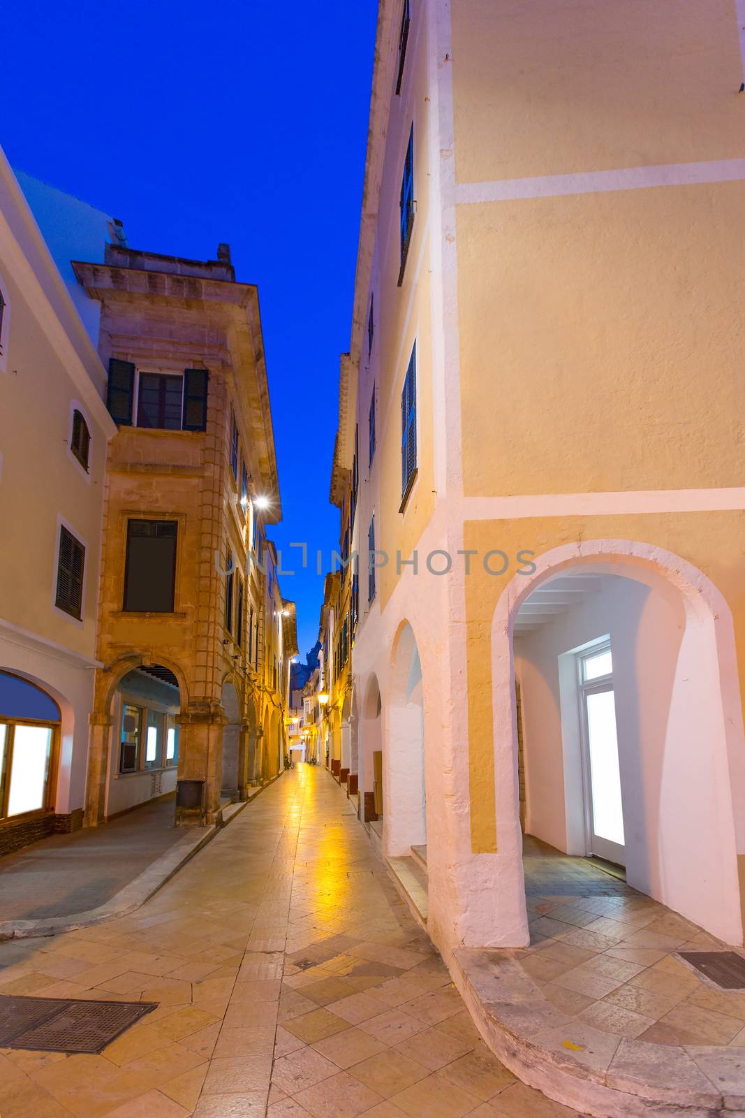 Ciutadella Menorca Ses Voltes arches Ciudadela downtown in Balearic islands