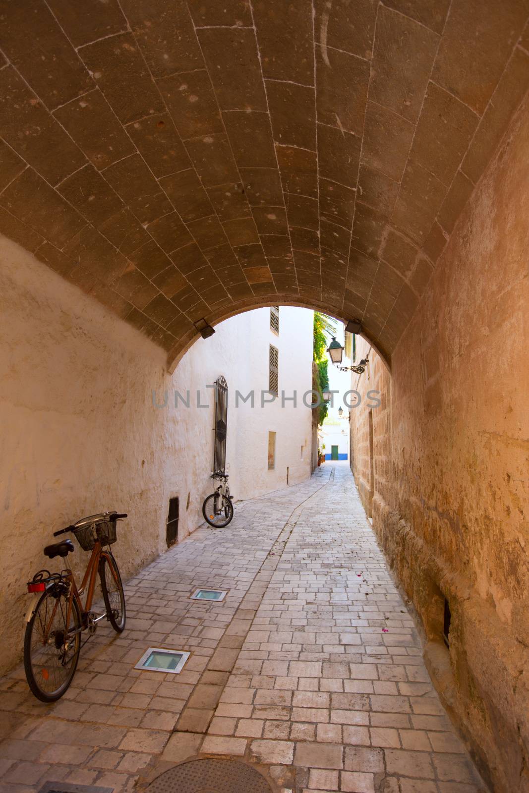 Menorca Ciutadella carrer del Palau barrel vault passage at Balearic islands