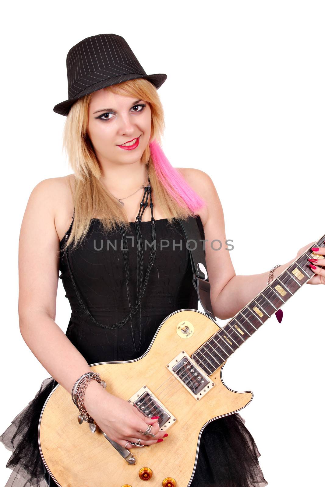 beautiful girl with electric guitar by goce