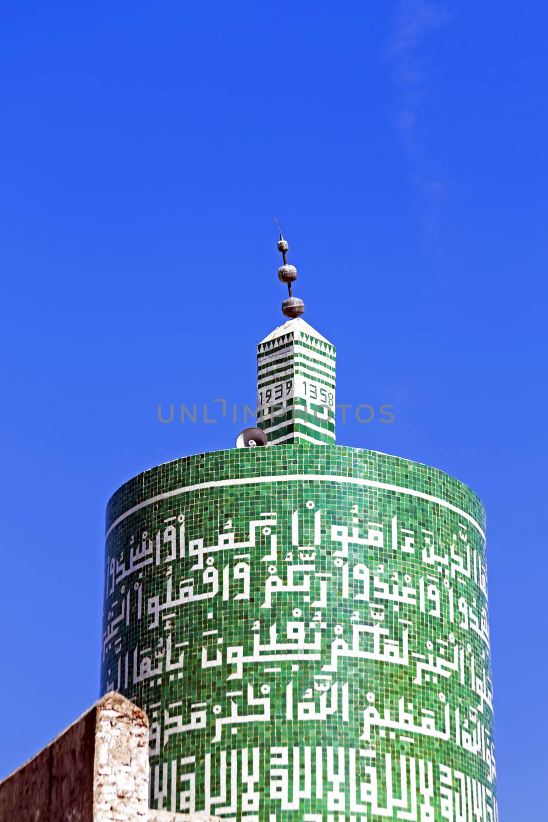 Minaret of the mosque in Moroccan town Moulay Idriss