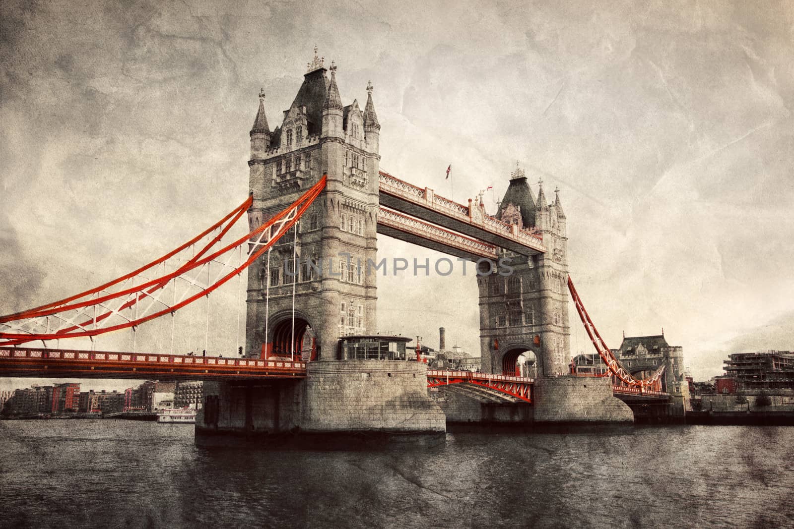 Tower Bridge in London, England, the UK. Vintage style by photocreo