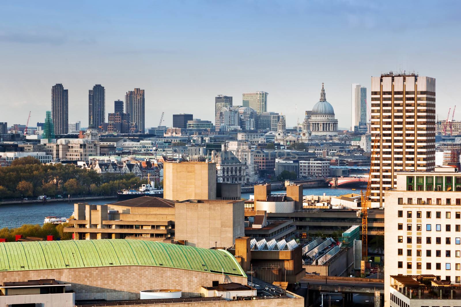 London, England, the UK. Aarial view on the city and St Pauls Cathedral