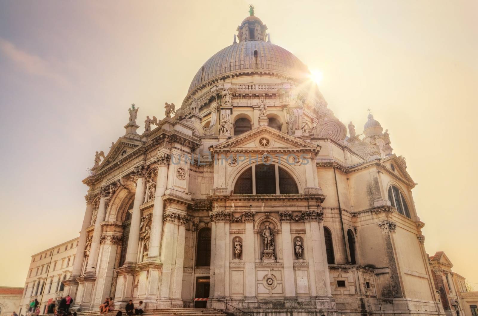 Venice, Italy. Basilica Santa Maria della Salute in sunshine