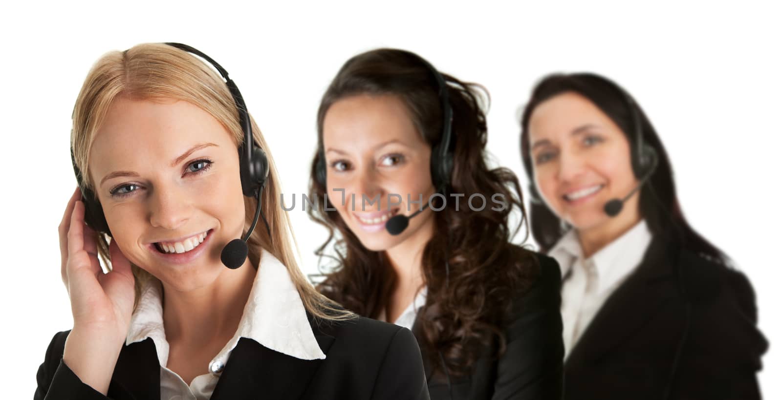Cheerfull call center operators by AndreyPopov