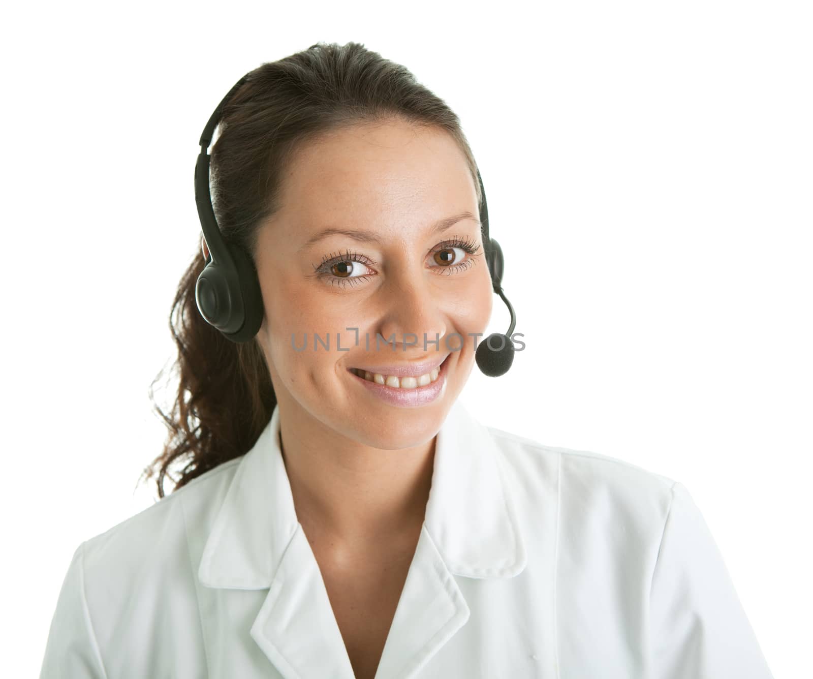 Cheerfull call center operator by AndreyPopov