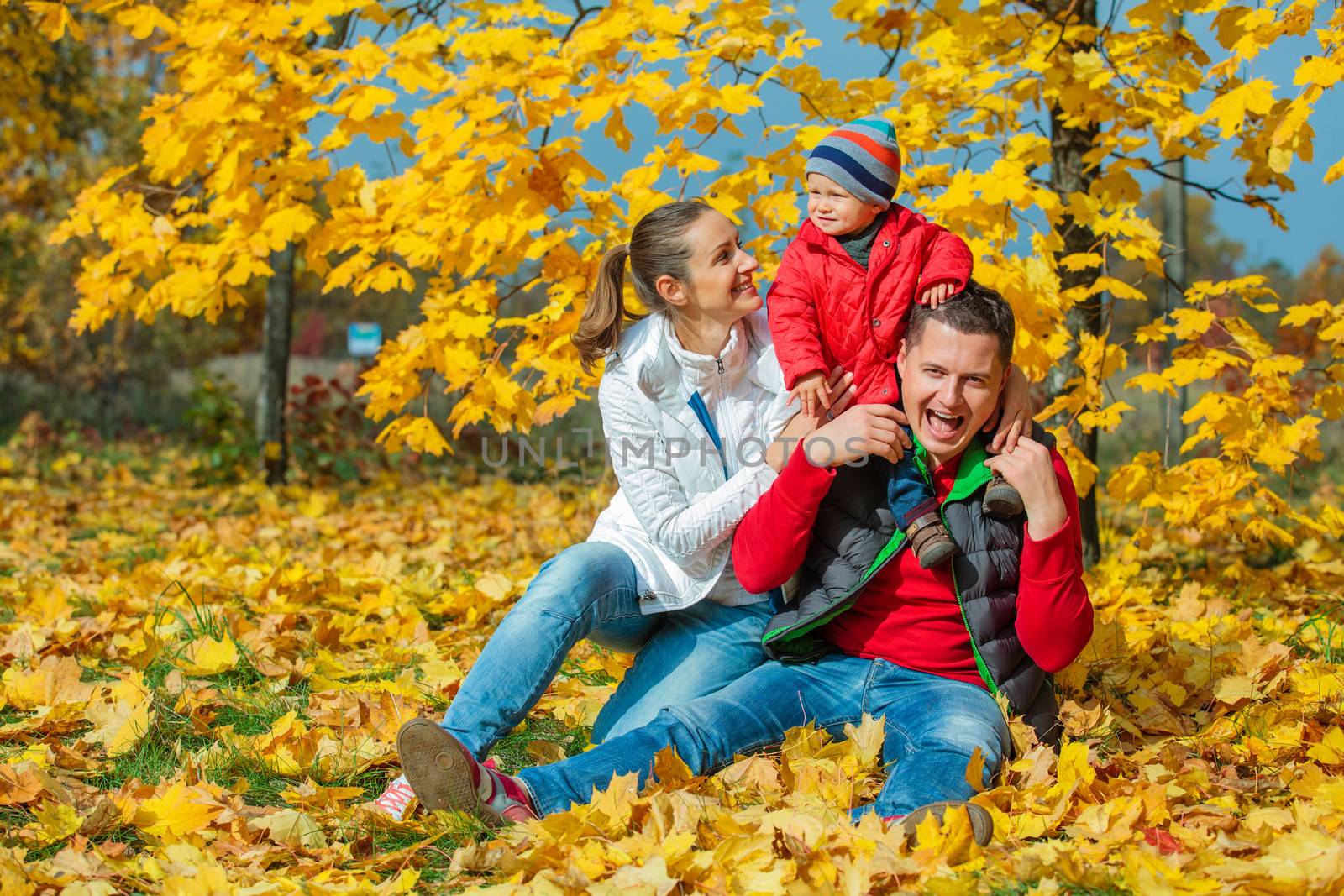 Family at autumn park by maxoliki