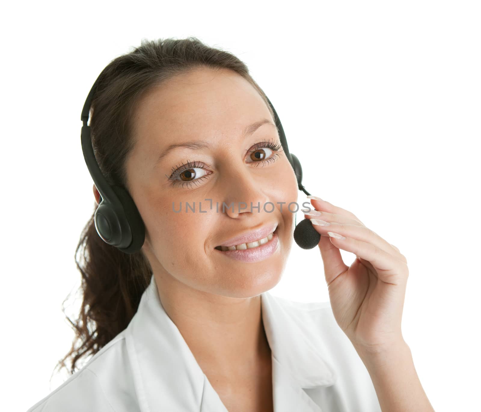 Cheerfull call center operator by AndreyPopov