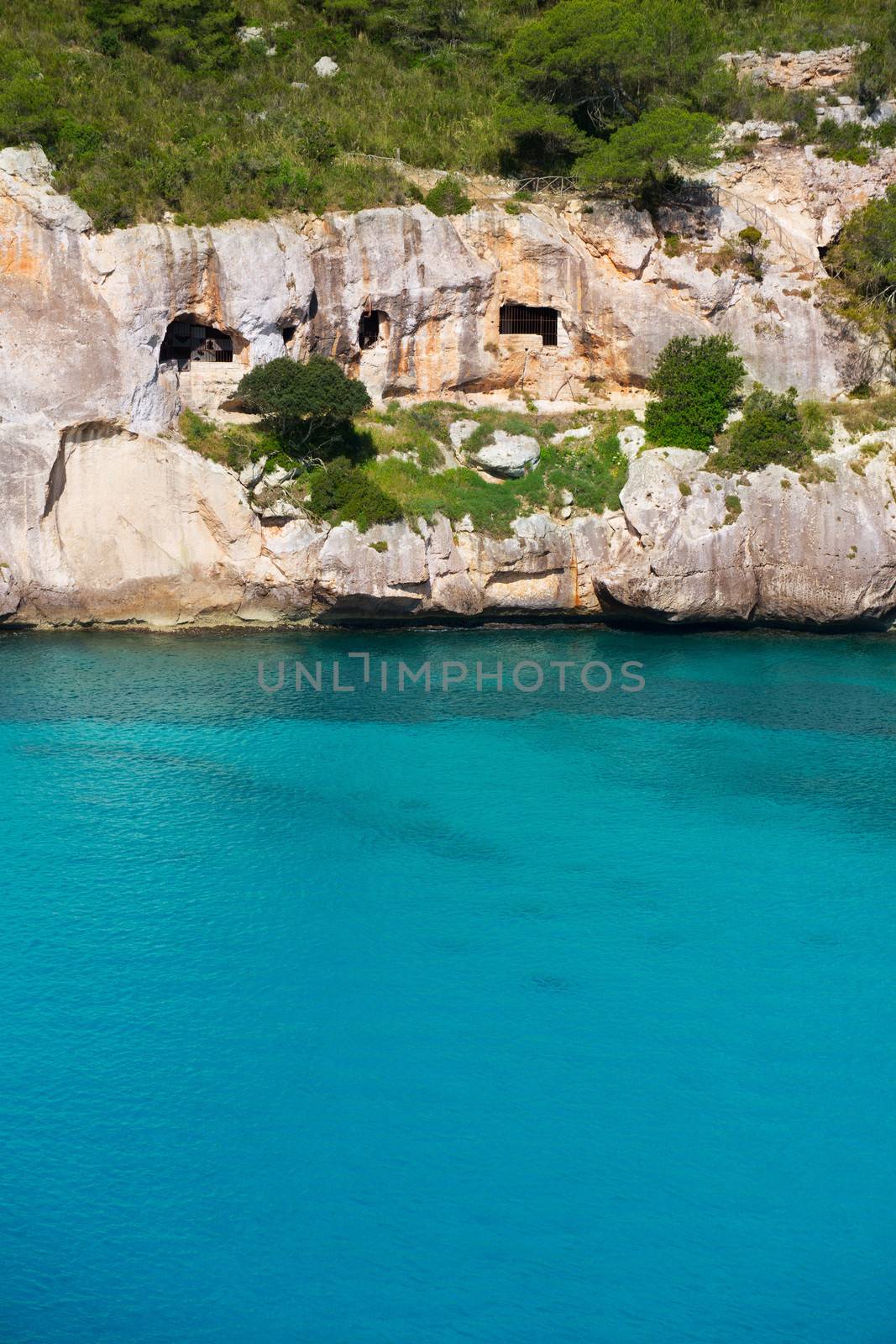 Cala Macarella Ciutadella Menorca turquoise Mediterranean sea in Balearic islands