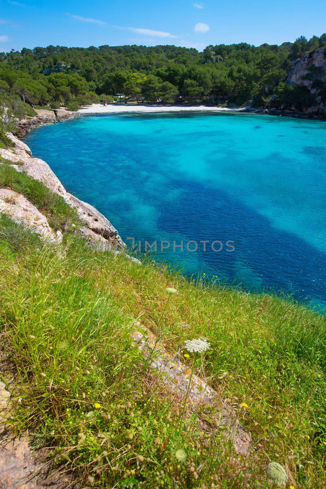 Cala Macarella Ciudadela Menorca turquoise Mediterranean sea in Balearic islands