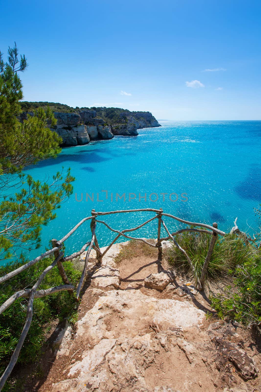 Cala Macarella Ciudadela Menorca turquoise Mediterranean sea in Balearic islands