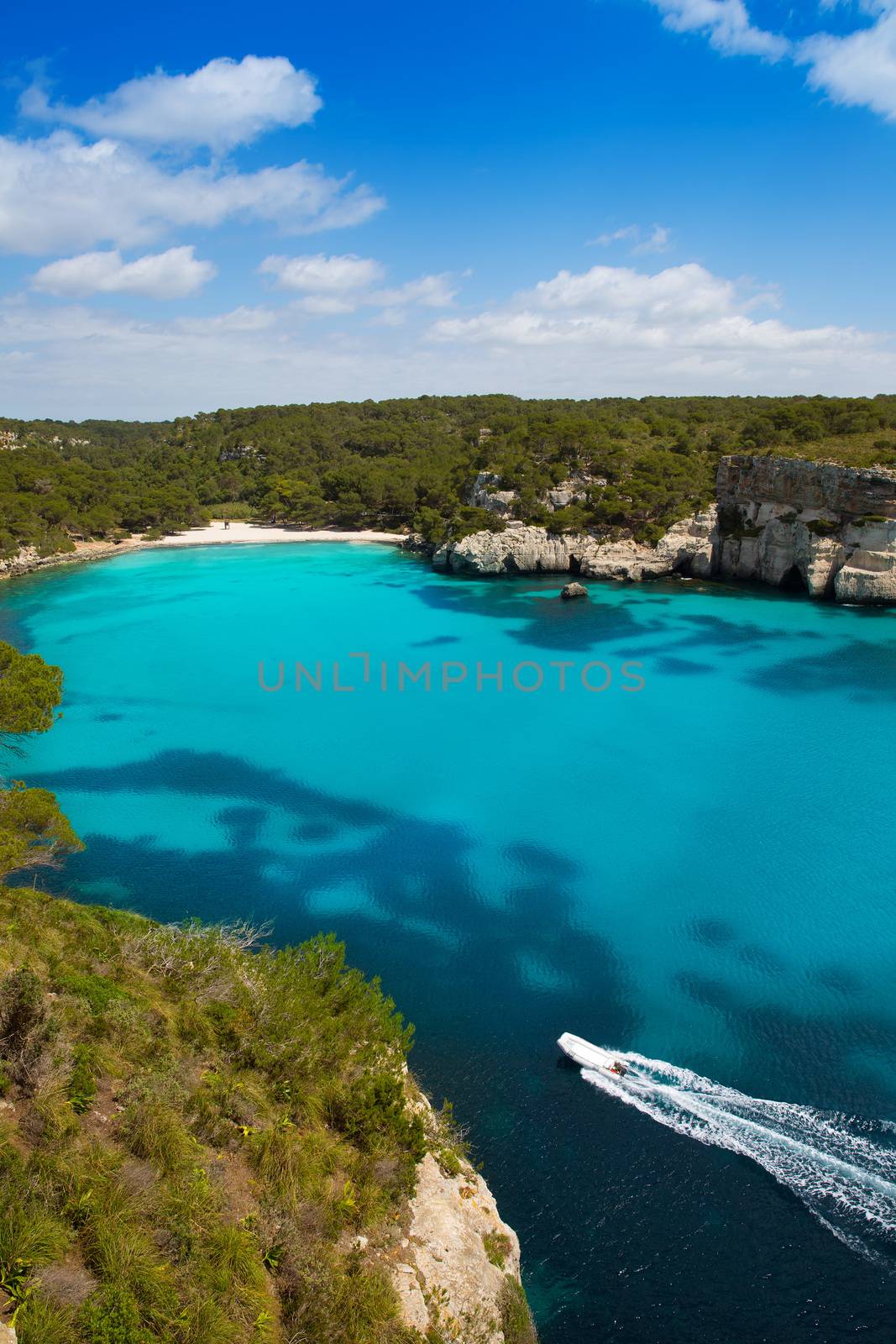 Cala Macarella Ciudadela Menorca turquoise Mediterranean sea in Balearic islands