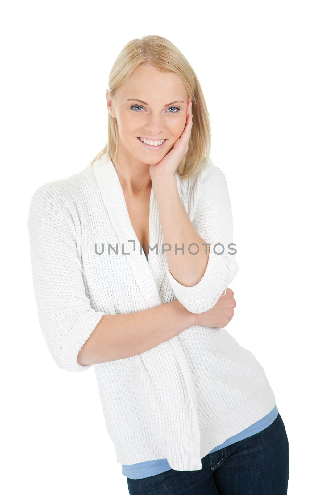 Portrait of beautiful happy young woman in casual outfit