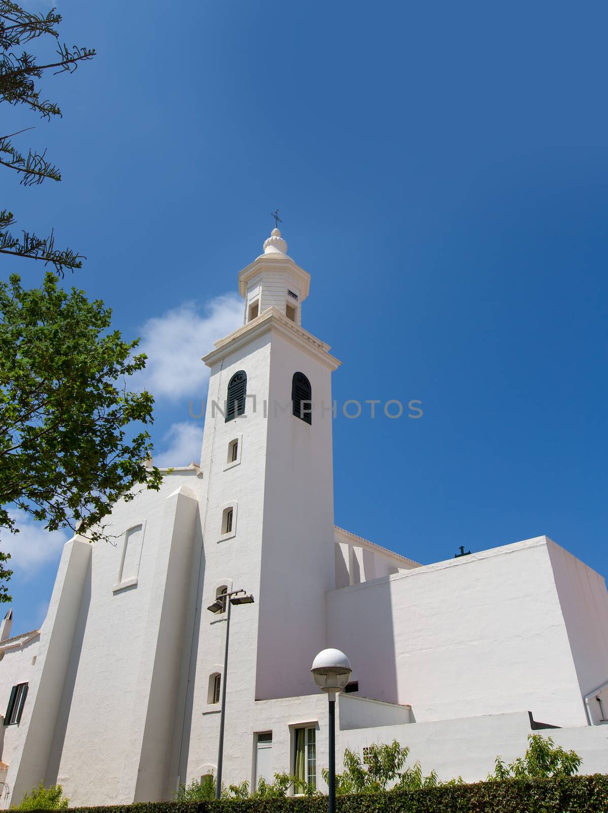 Menorca Sant Lluis white mediterranean church in Balearic by lunamarina