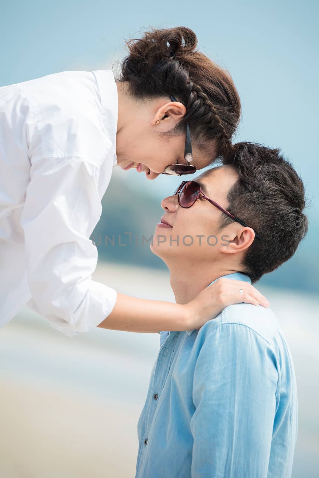 Happy Young Adult Couples in love outdoor