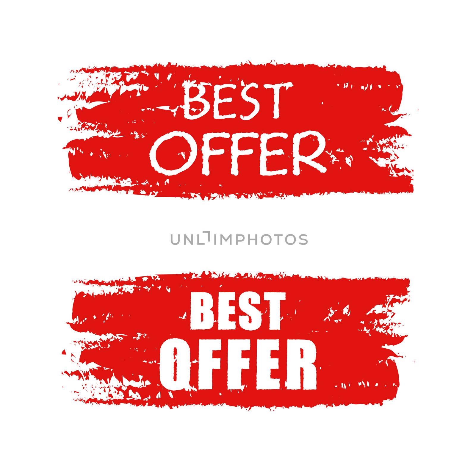 best offer - text on red drawn banner, business concept