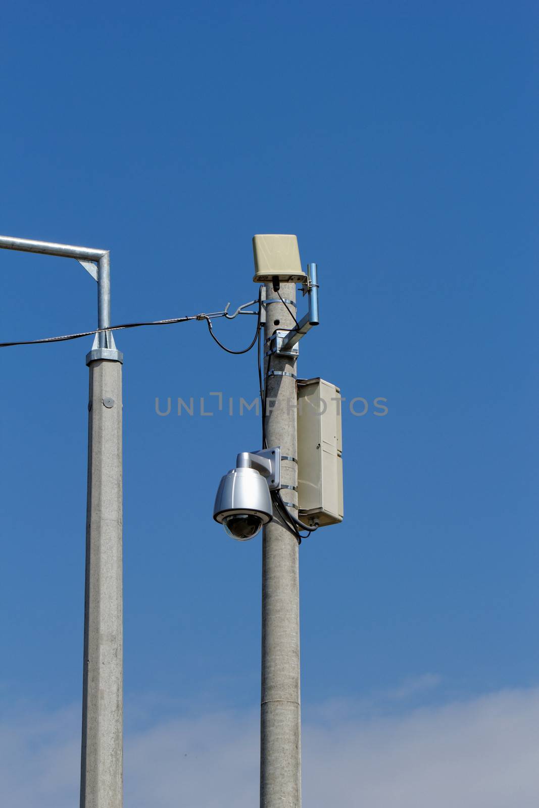 video surveillance camera on the column
