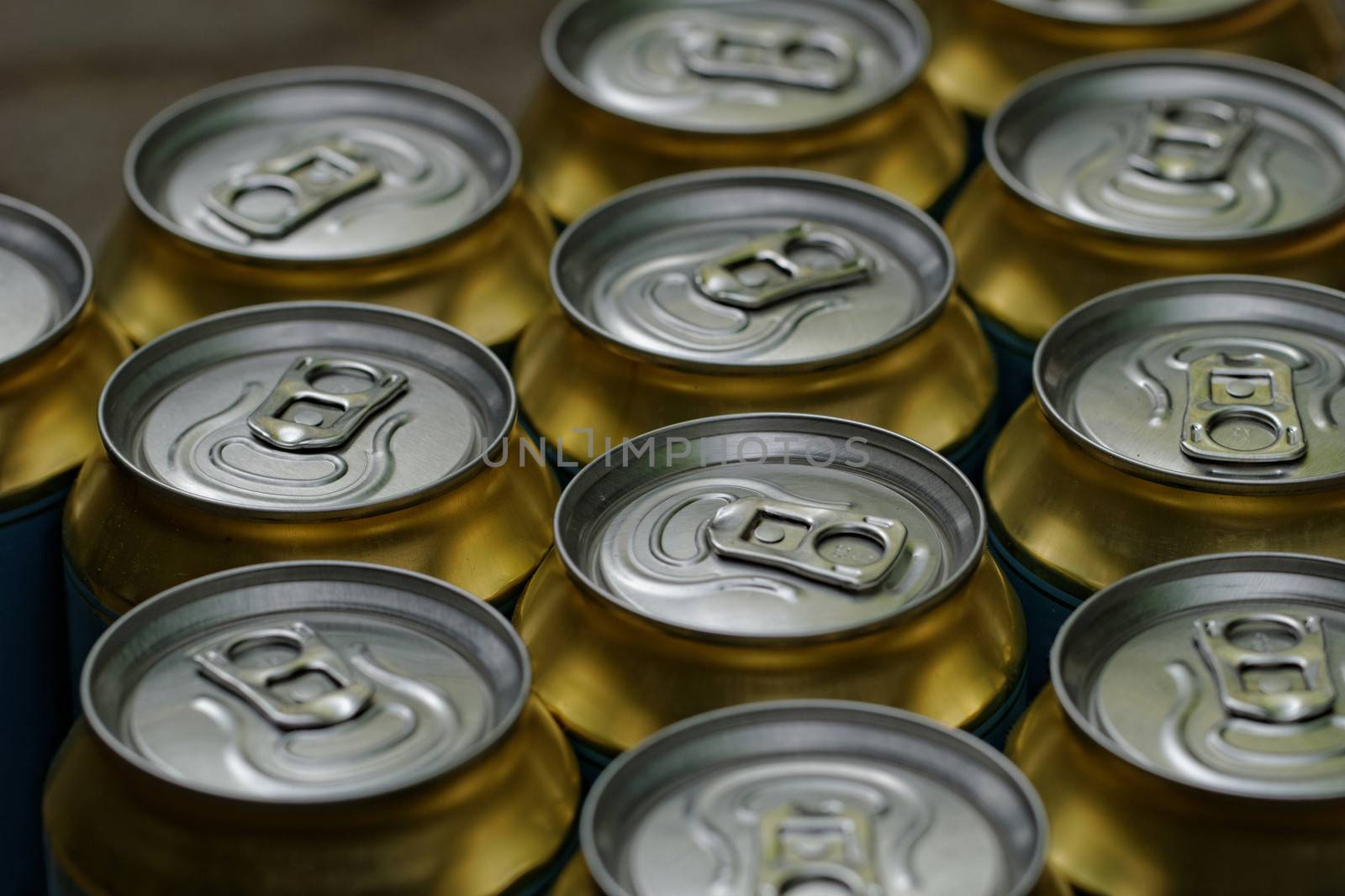 Much of drinking cans close up