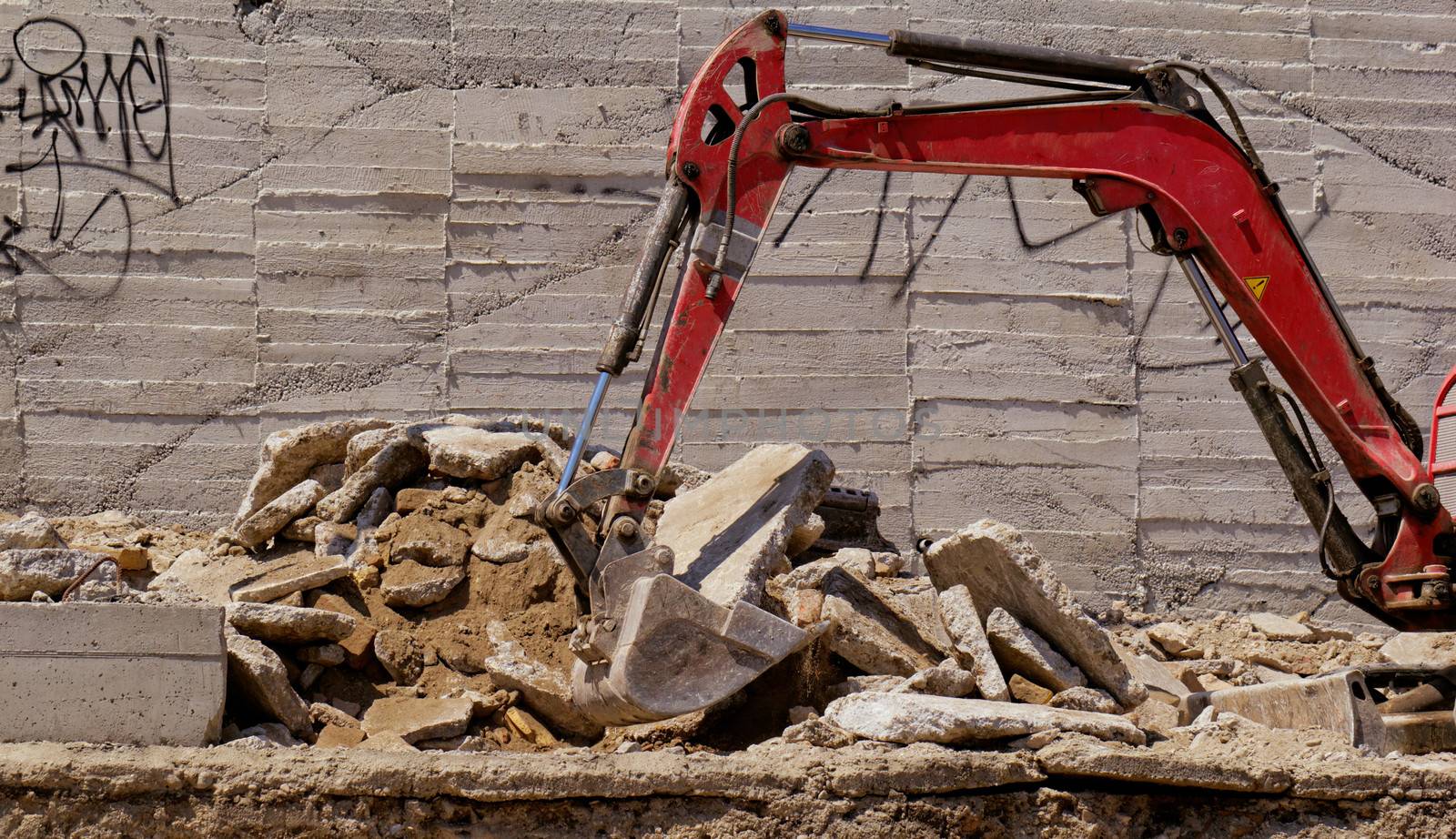 the excavator working on a construction site