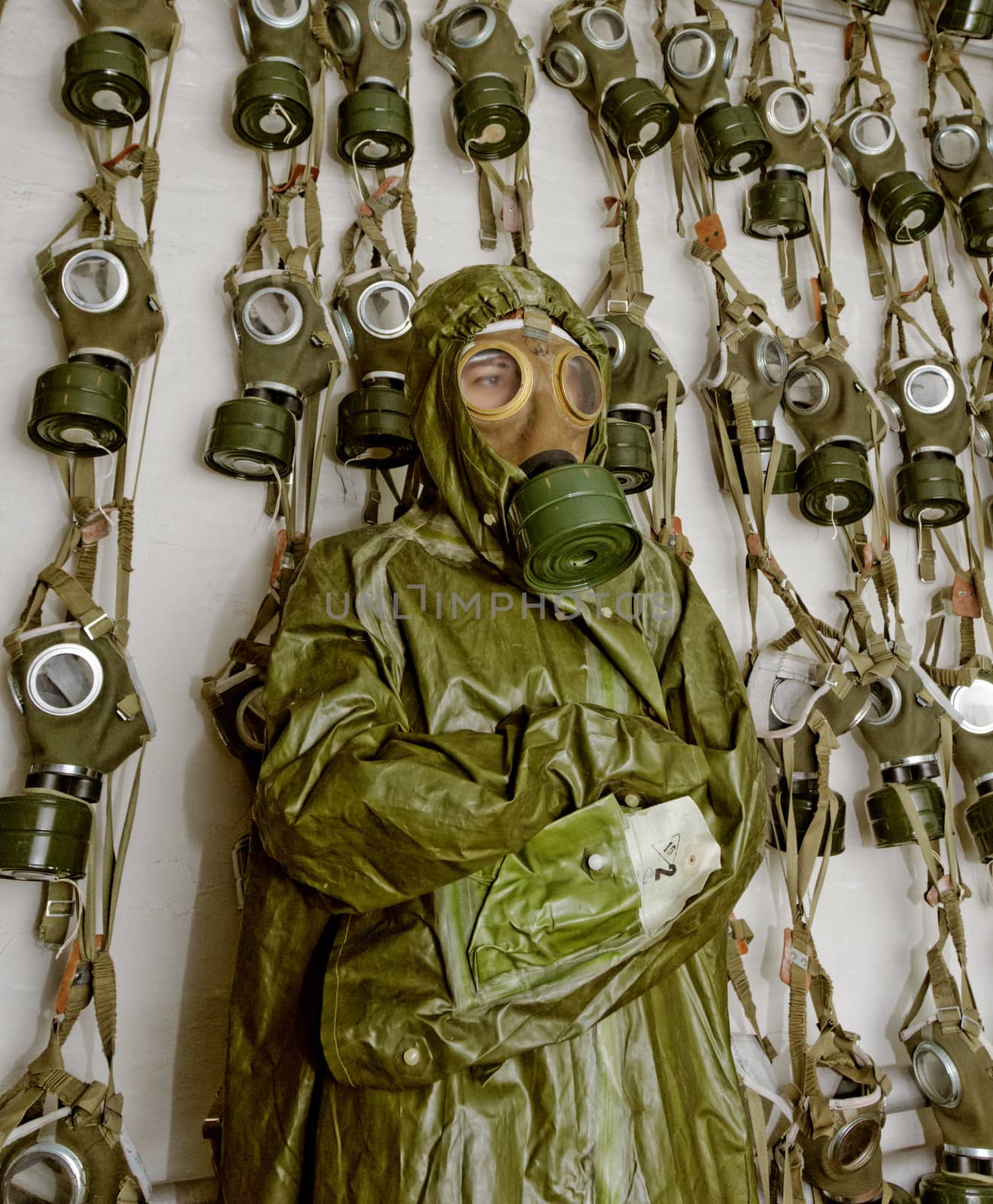 old military gas on a chemical protective suit woman  by NagyDodo