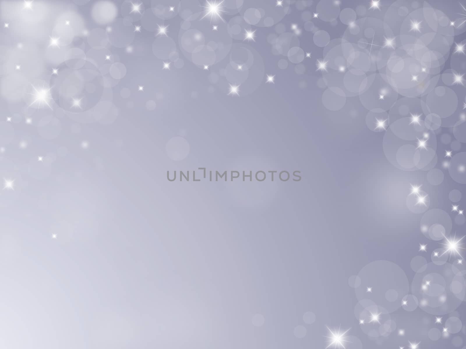 Silver background with snowflakes, bubbles and stars