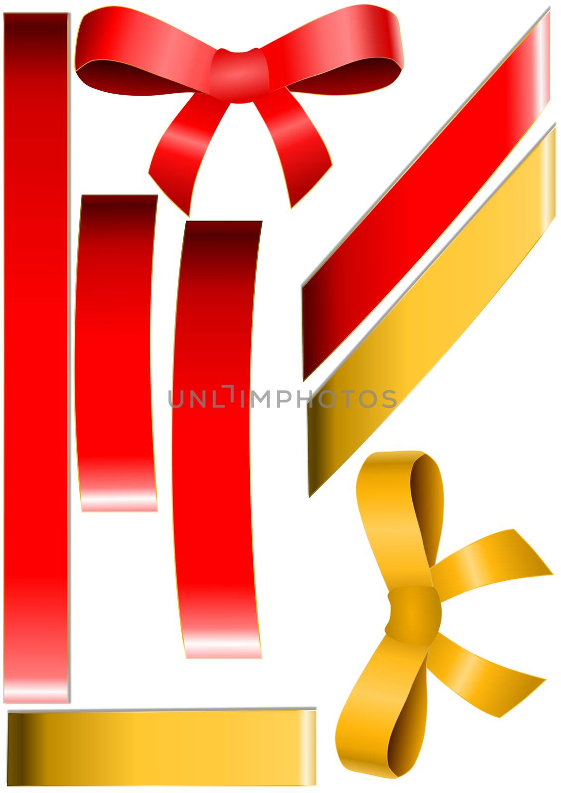 Red and golden ribbons and bows