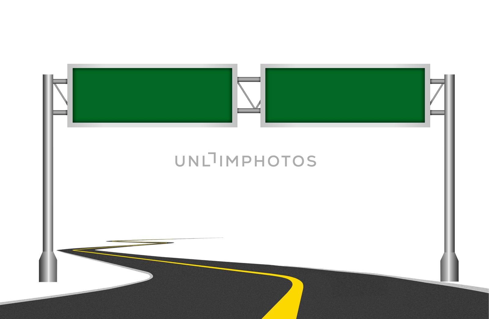 Curve Road with Freeway Sign Board by razihusin