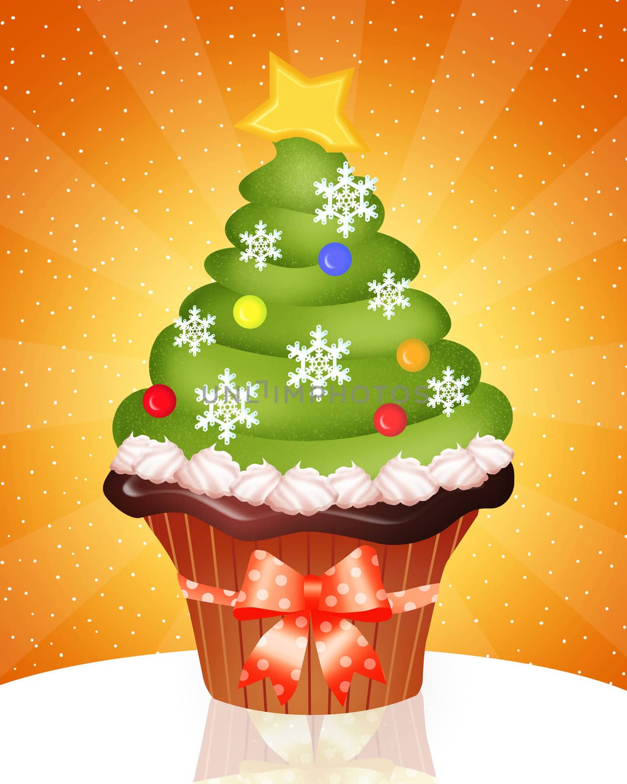 illustration of Christmas cupcake