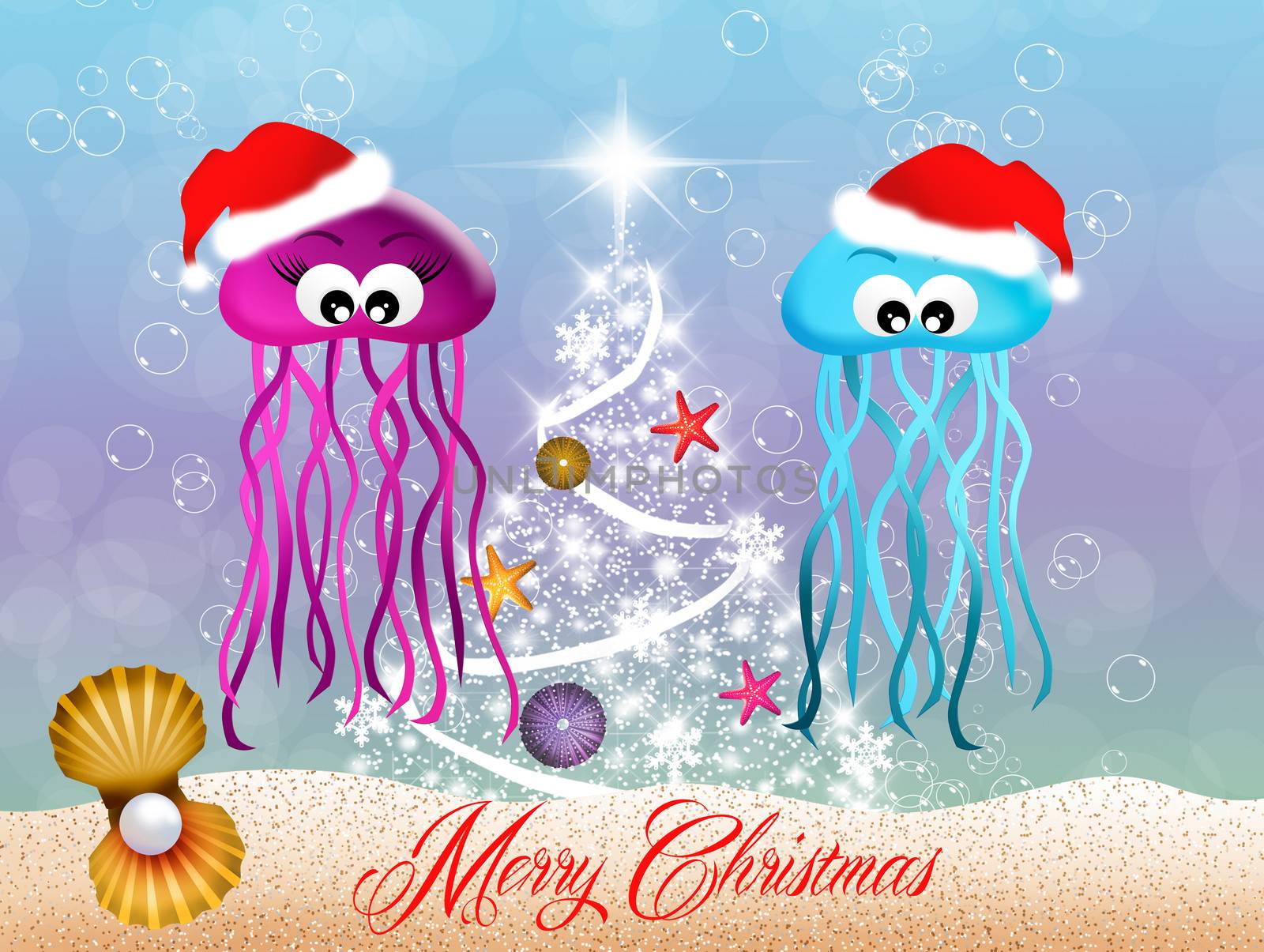 Jellyfishes celebrate Christmas