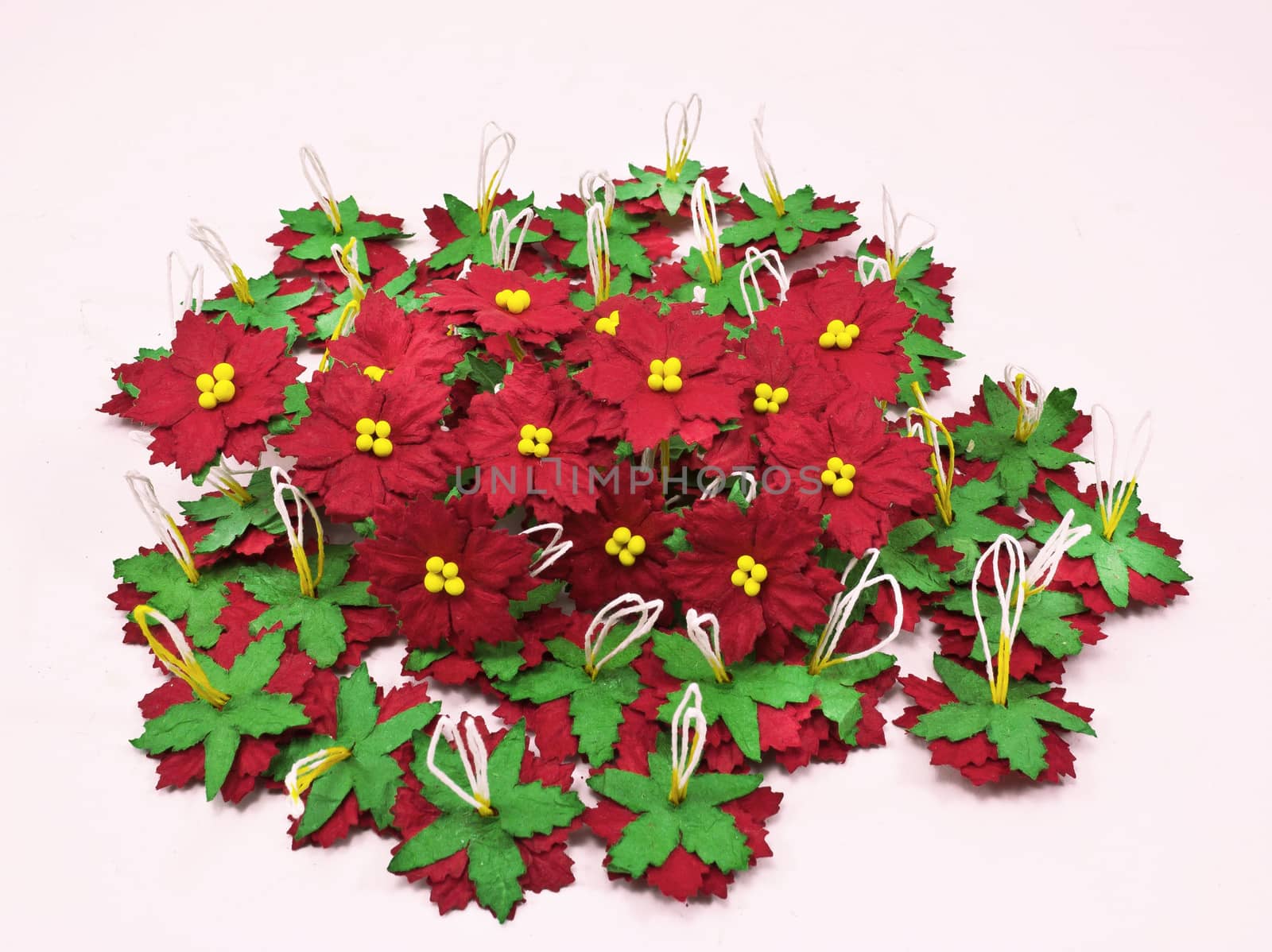 Christmas flower  paper  white isolated. Paper made flowers by sutipp11