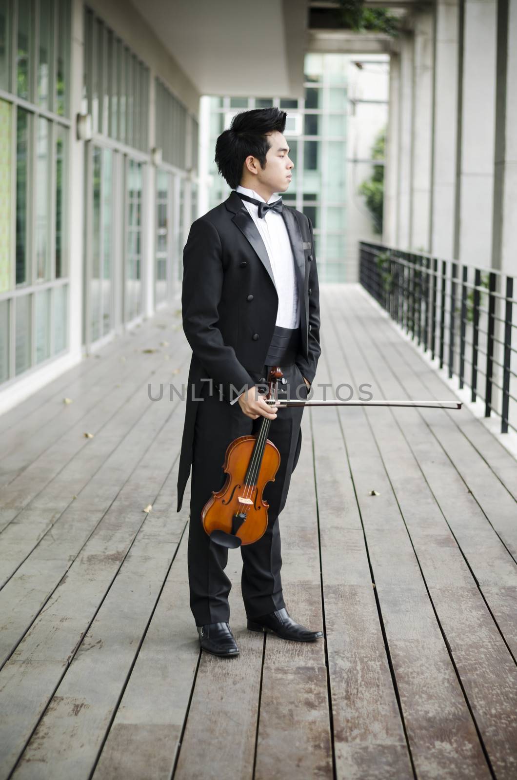 Thailand asia man with his violin he is a soloist