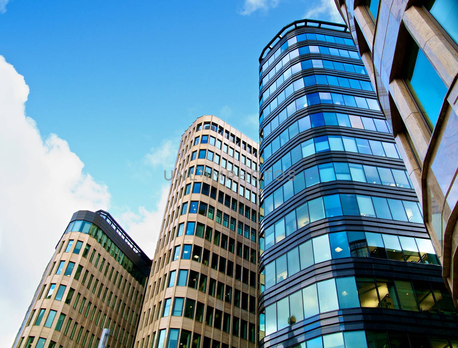 Modern Office Buildings. Bottom Up View