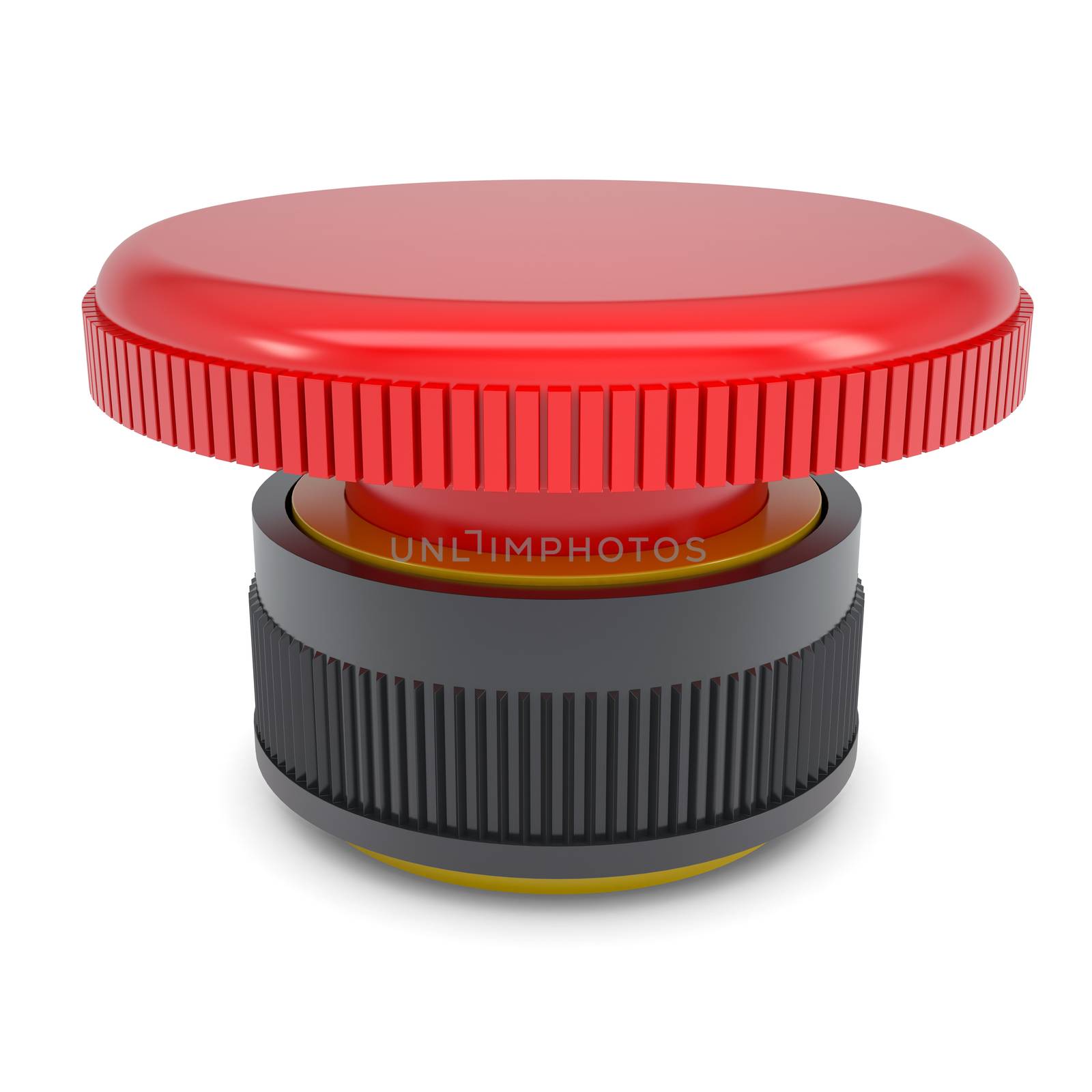 Red button. Isolated render on a white background