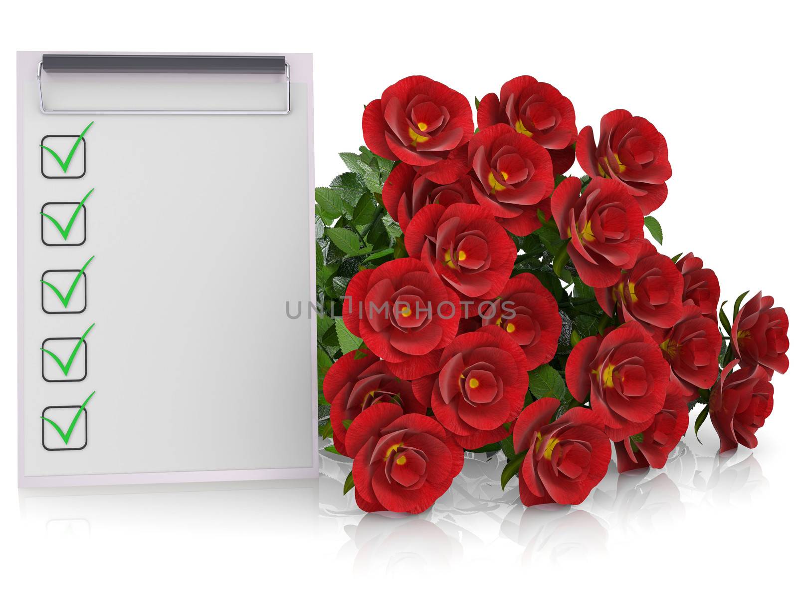 Group of red roses and checklist by cherezoff