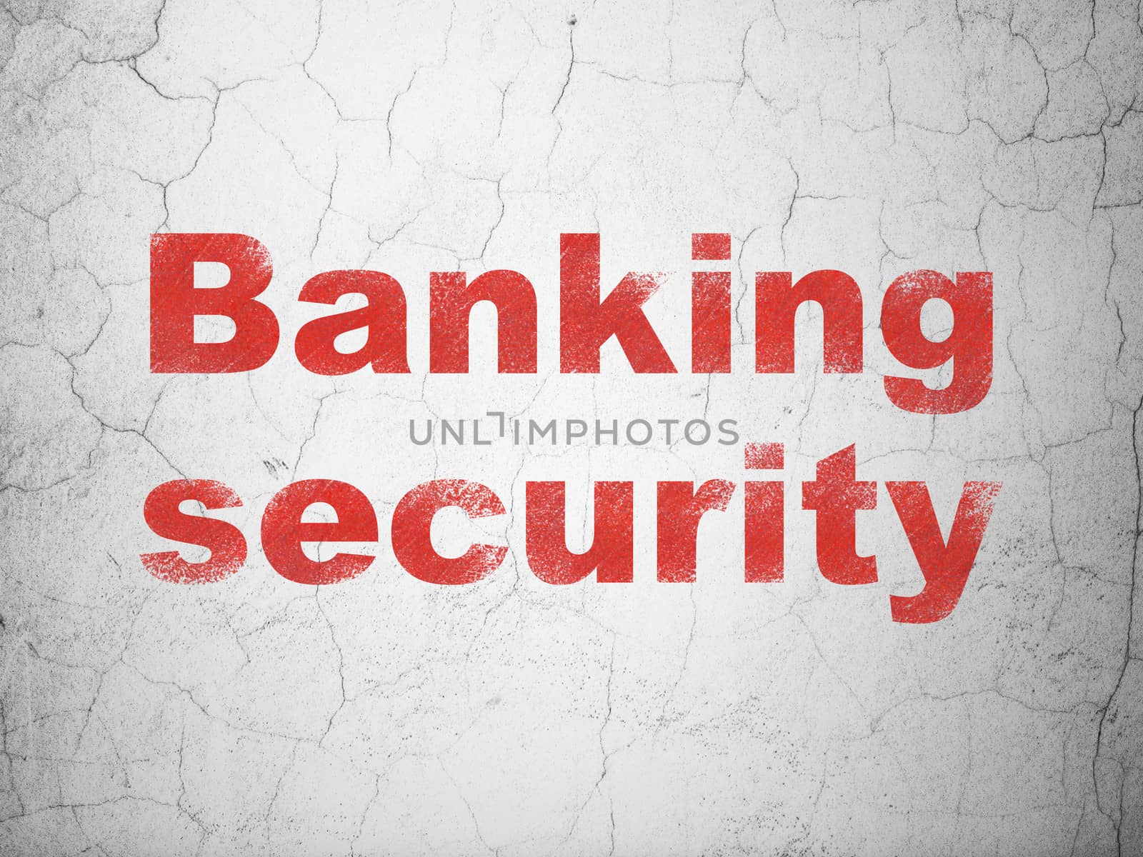 Security concept: Red Banking Security on textured concrete wall background, 3d render